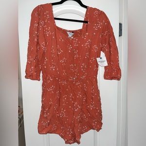 orange flower stretchy romper